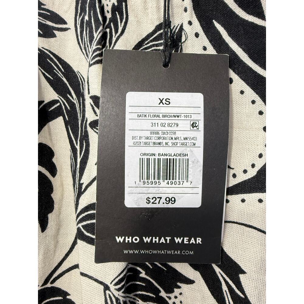 Who What Wear Blouse Women’s Size XS Black White Keyhole Back New NWT Linen - Picture 5 of 8